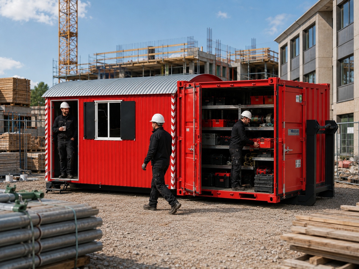 Container-Bauwagen-Kombi für Baustellen und Projektflächen