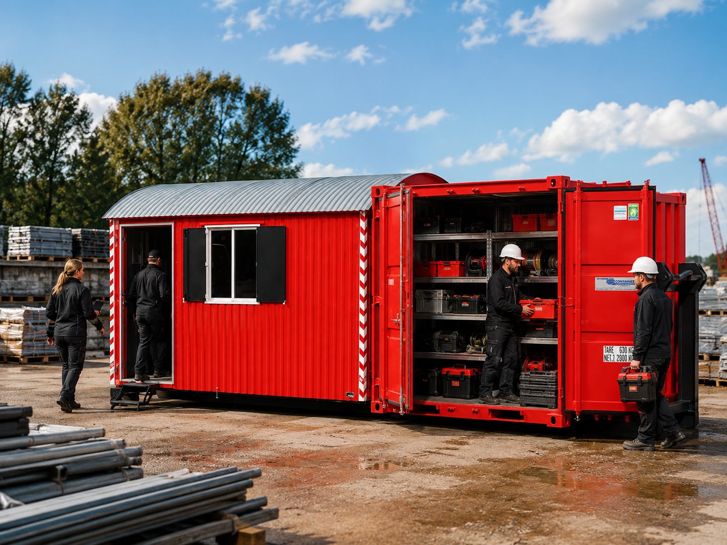 Bauwagen Container Kombi für Baustelle und Materiallager