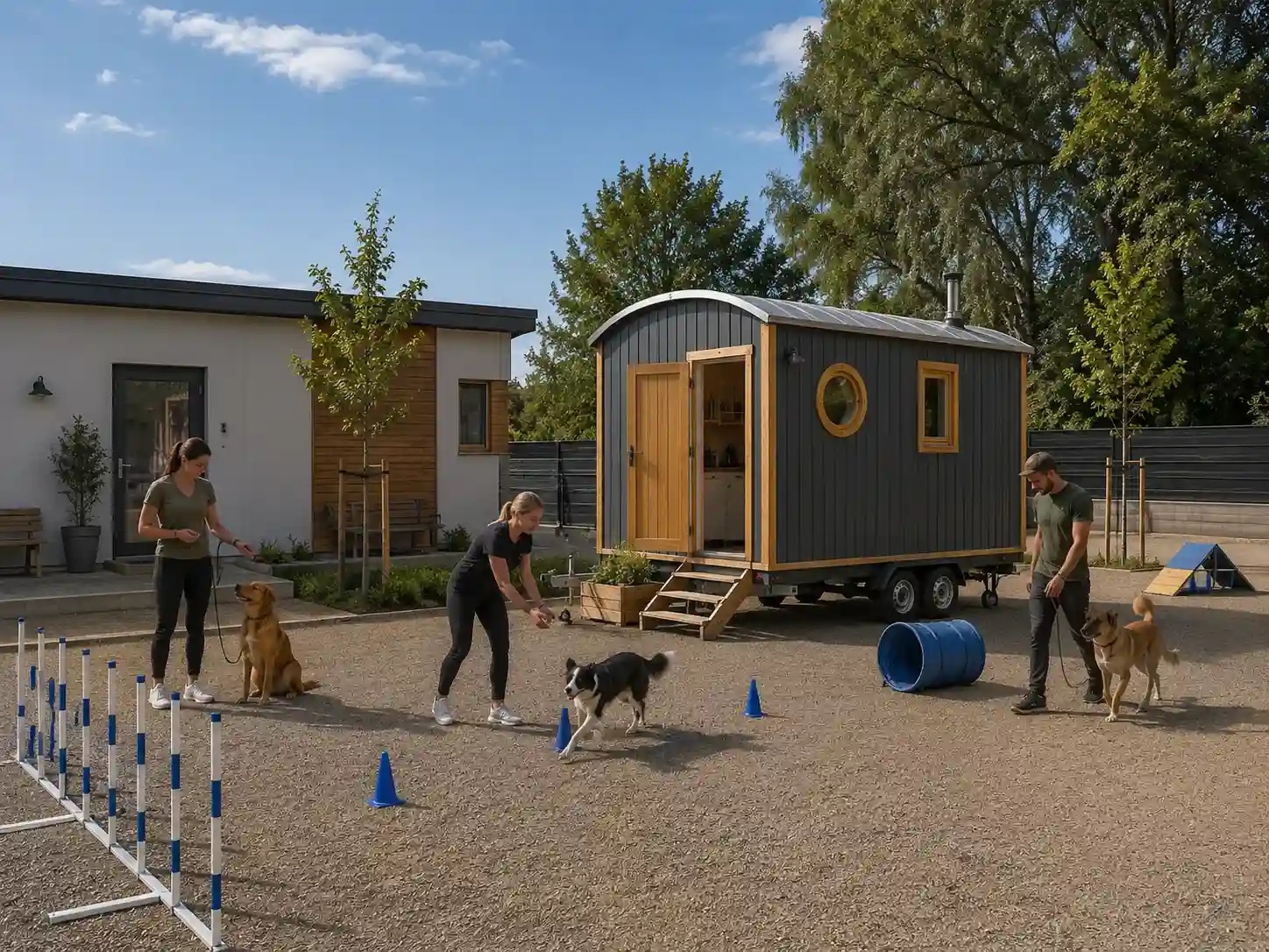 Bauwagen bei einer Hundeschule als Trainingsstützpunkt