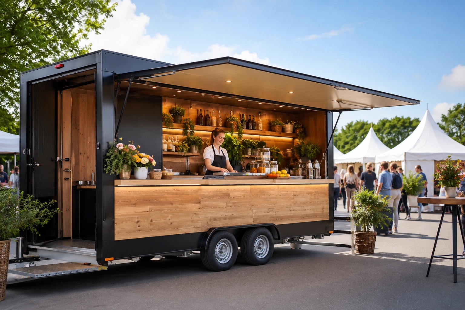 Verkaufstrailer im Einsatz auf einem Markt oder Event