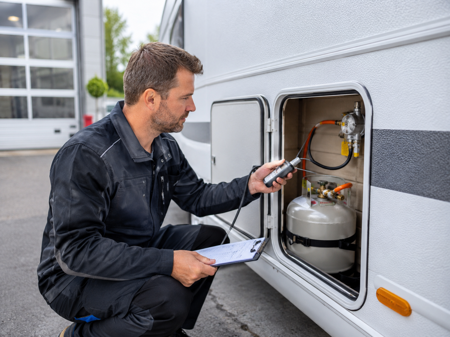 Gasprüfung beim Wohnwagen