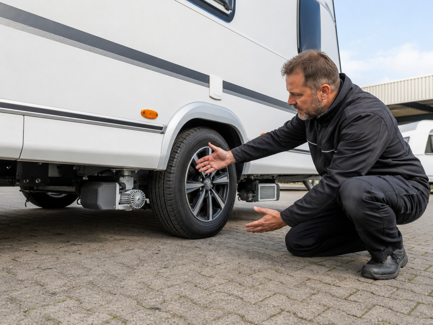 Mover vor oder hinter die Achse
