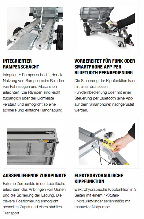 Brenderup BT 5325 STB 3000 Heckkipper mit E-Pumpe & Stahlboden & Alu Rampen & Heckstützen