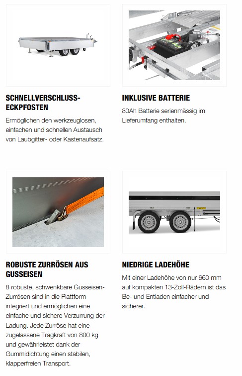 Brenderup BT 5325 STB 3500 Heckkipper mit E-Pumpe & Stahlboden & Alu Rampe & Heckstützen