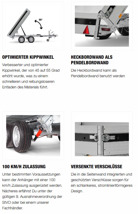 Brenderup BT 5325 STB 3500 Heckkipper mit E-Pumpe & Stahlboden & Alu Rampe & Heckstützen