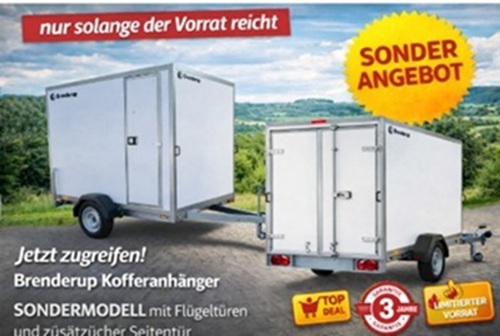 Brenderup CD 300 BD 1300 (mit Hecktüren) inkl. Seitentür ,Tempo 100km/h und Heckstützen hinten. Für professionelle Anwender, Gewerbetreibende und Privatkunden. BEST DEAL