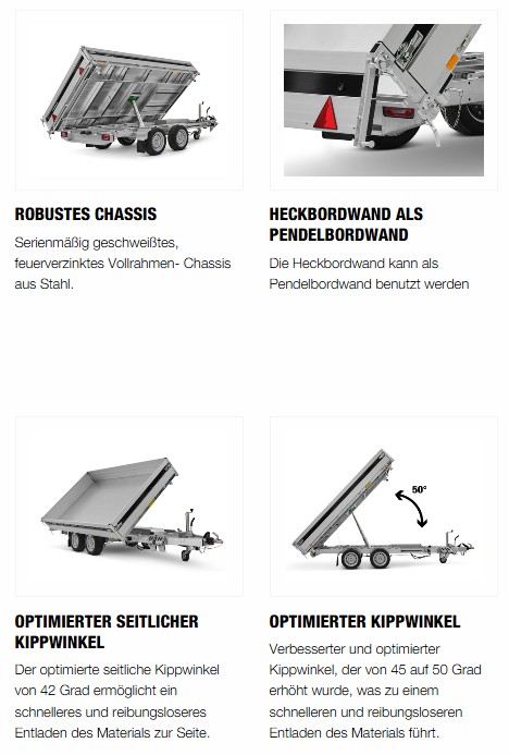 Brenderup TT5000 NEUE Generation2-Serie 3 Seiten Kipper TT 5325 ATB 3500 HC mit E-Pumpe + Nothandpumpe & Honeycombboden inklusiv Heckstützen und Auffahrrampen BEST DEAL