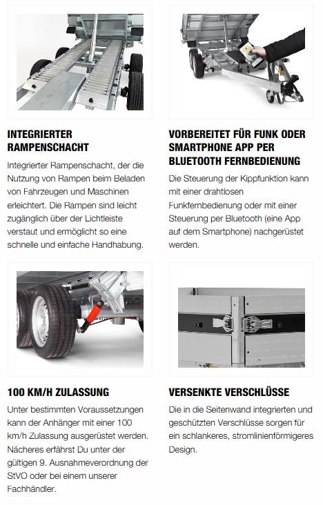 Brenderup TT5000 NEUE Generation2-Serie 3 Seiten Kipper TT 5375 ATB 3500 S mit E-Pumpe + Nothandpumpe & Vollstahlboden & Alu Rampen & Heckstützen